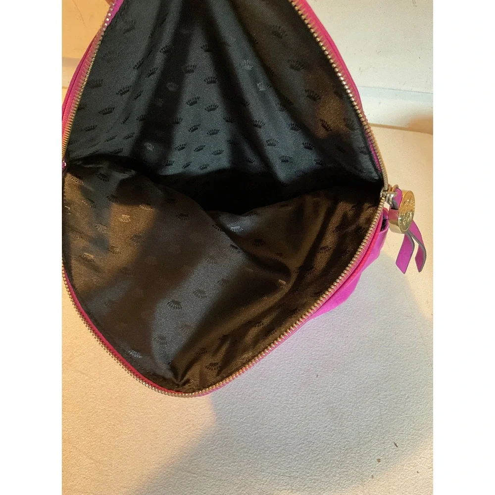 Juicy Couture Magenta Pink Pebbled Faux Leather Backpack Gold Crown Logo Bag